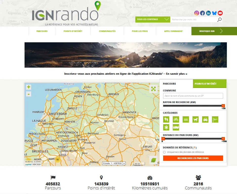 IGNrando', page d'accueil